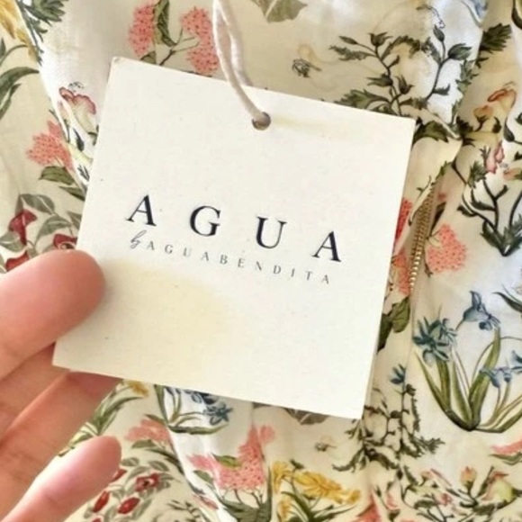 🆕 AGUA BENDITA Magnolia Magladena Floral Linen Maxi Dress Sz S - Picture 7 of 9